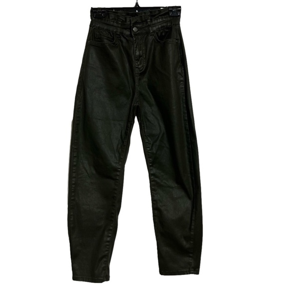 ZARA PAPER BAG Green High Rise Barrel Baggy Fit Pant, Size 0 -#298 - Picture 1 of 13